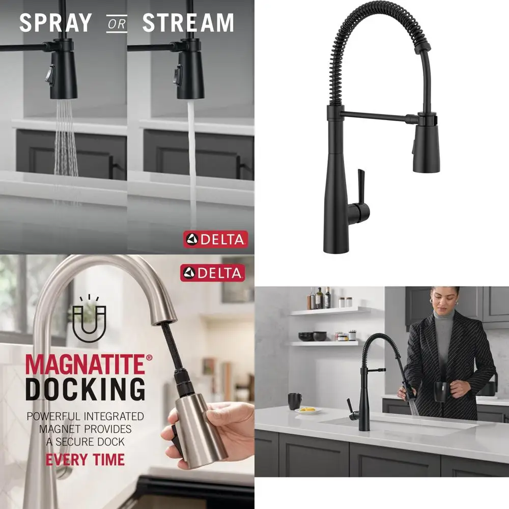 

Коммерческий кухонный смеситель матового черного цвета с выдвижным изливом и одним отверстием для установки