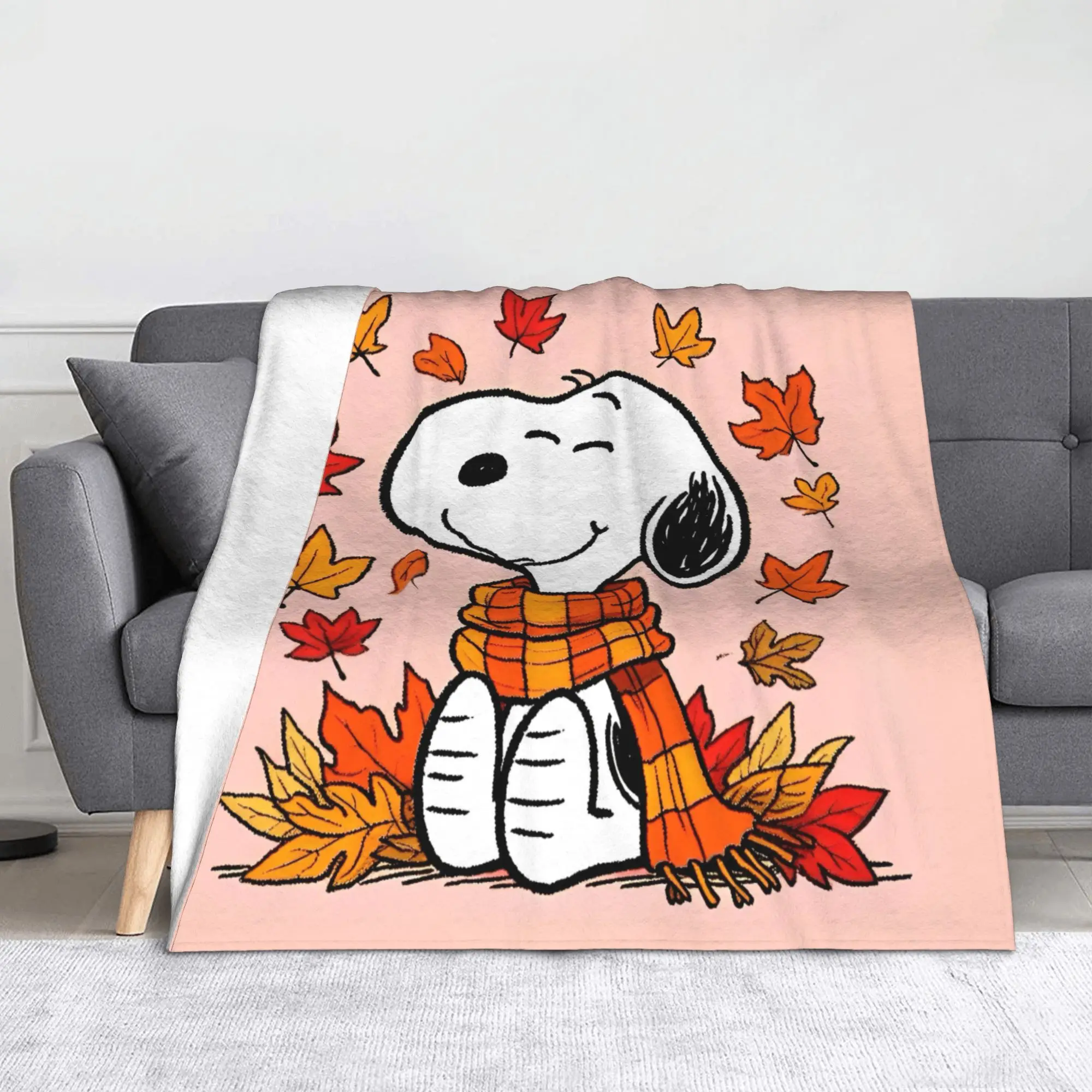 

Christmas Snoopy Knitted Blanket Velvet Lightweight Thin Throw Blankets for Airplane Travel Bedspread