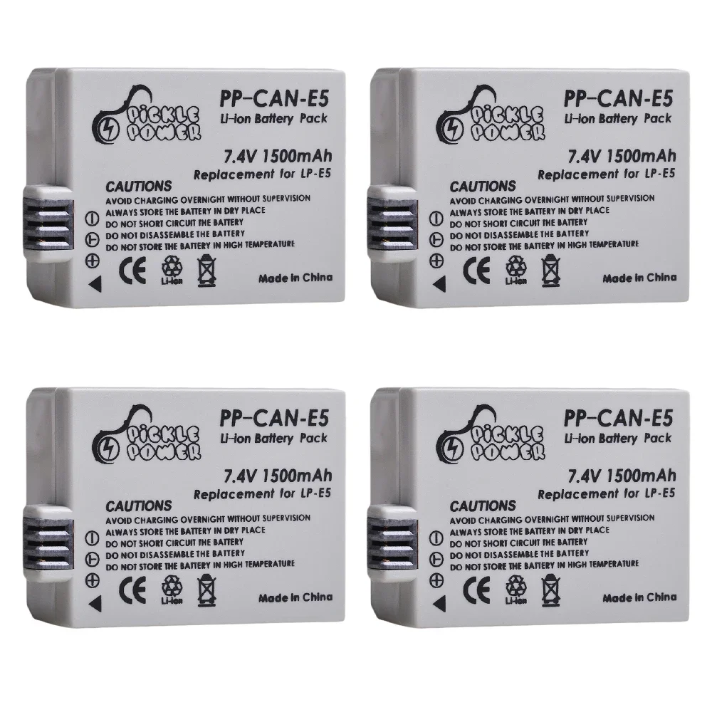 

Pickle Power 3pcs 1500 mAh LP-E5 Digital Batteries + Wall Charger for Canon 450D 500D 1000D Kiss X2 X3 F Rebel XSi Xli XS L15