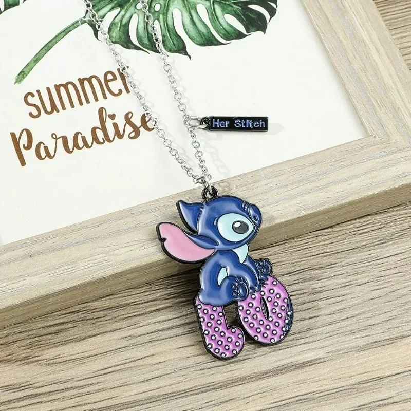 Creative Cartoon Disney Stitch Fashionable and beautiful heart-shaped LOVE couple necklace holiday gift animation peripherals