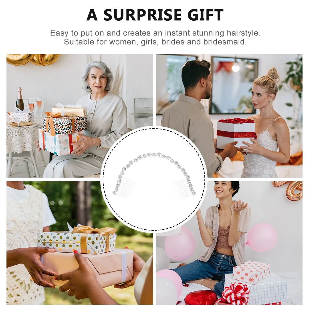 

Simple Hair Comb Bridal Wedding Headpiece for Bride Chain Accessories Metal Side Combs Crystal Miss