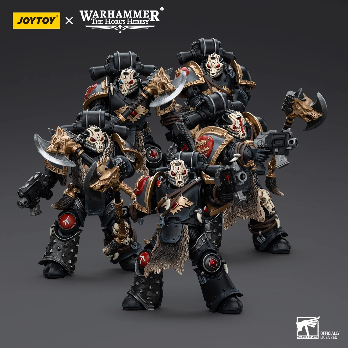 JOYTOY Warhammer 30K The Horus Heresy Anime modelo juguetes-1/18 figura de acción de los lobos espaciales Leman Russ Deathsworn Pack