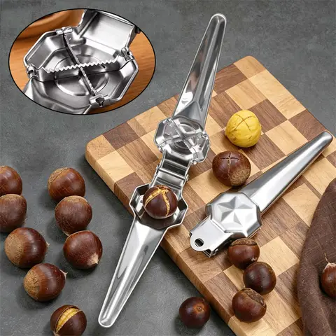 Stainless Steel Chestnut Shell Cutter Cross Cut Chestnut Opener with Hanging Hole Kitchen Cross Serrated Blade Chestnuts Cracker