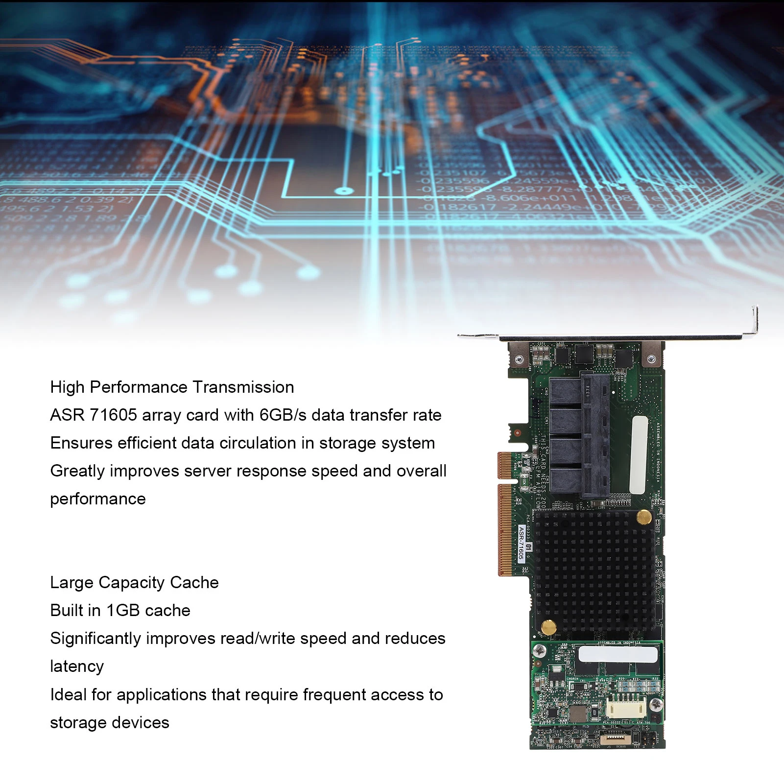 ASR 71605 Array Card 1GB Cache 6GBs PCIe X8 High Performance 4 Port 8643 SAS RAID Controller Card RAID PCIEx8 Controller Card