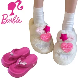 Barbie Slippers Anime Cute Cartoon Cotton Shoes Pink Kawaii Sweet Girl Beach Shoes Bathroom Slippers Non-slip Harajuku Y2k Style