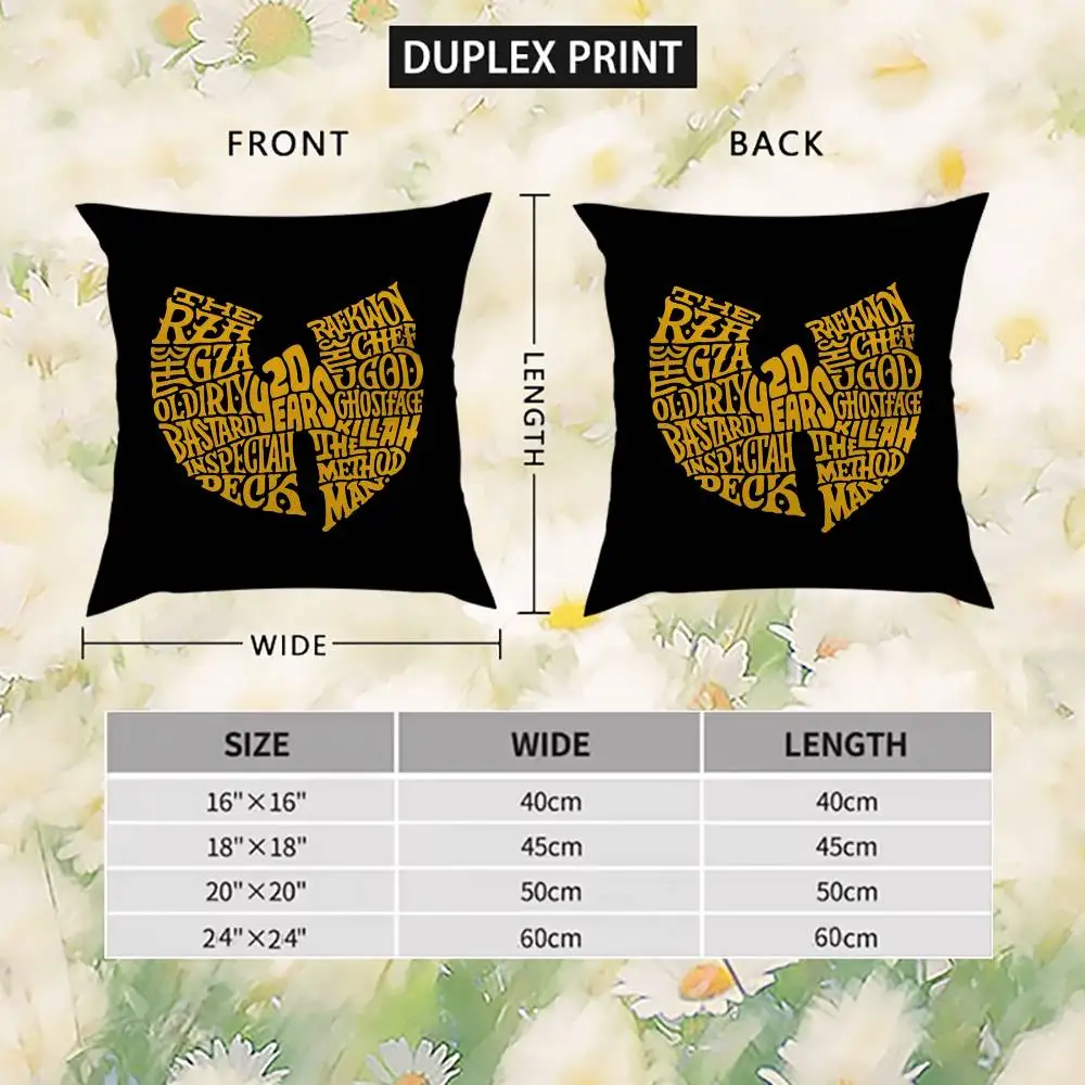 Wu T-Tang Clan Kussensloop Dubbelzijdig Afdrukken Kussenhoes 45x45 Decoratieve Kussens Sofa Home Decor zachte Kussensloop