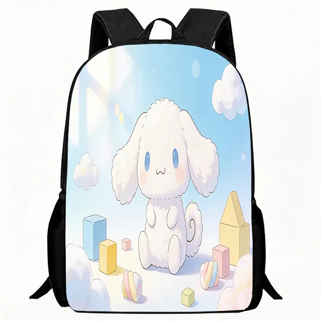 

Kids Bag Fluffy White Puppy Cloud Print Children Backpack, Pastel Building Blocks Design School Bag, Lightweight Breathable Book