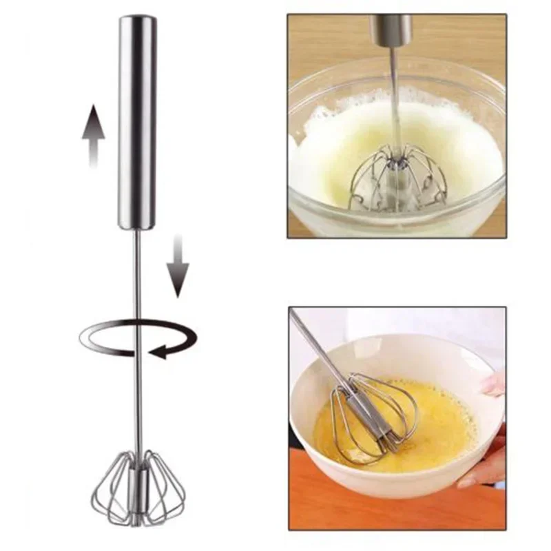 Semi-automatic Egg Beater 401 Stainless*Steel Egg Whisk Manual Hand Mixer Self Turning Egg Stirrer Kitchen Accessory Tool