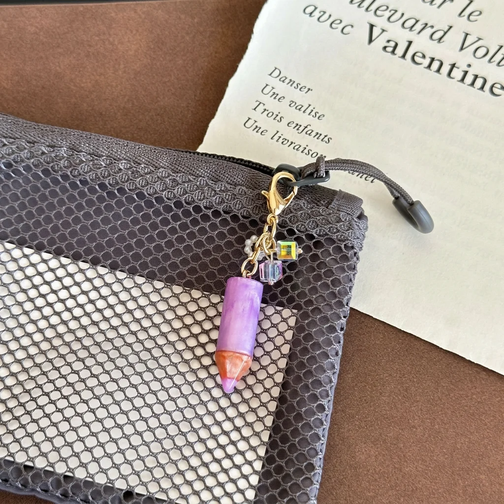 Pencil Case Accessory Smooth Texture Quicksand Pencil Charm Glasses Lanyard Accessory Cute Mini Resin Pendant For Pencil Case