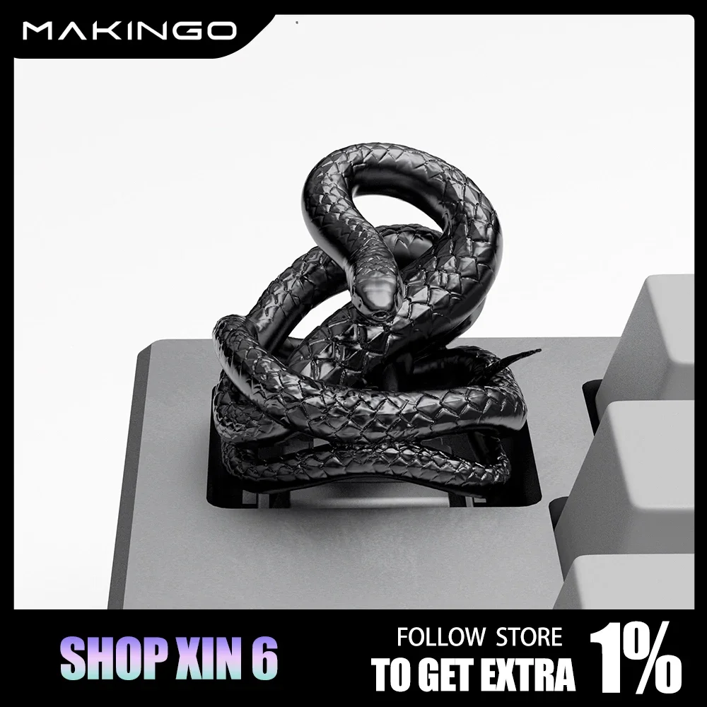 Makingo Original Snake Keycap Silver Caps for Customized Mechanical Keyboard Pc Game Accessories Gaming Keycaps Gamer Man Gifts