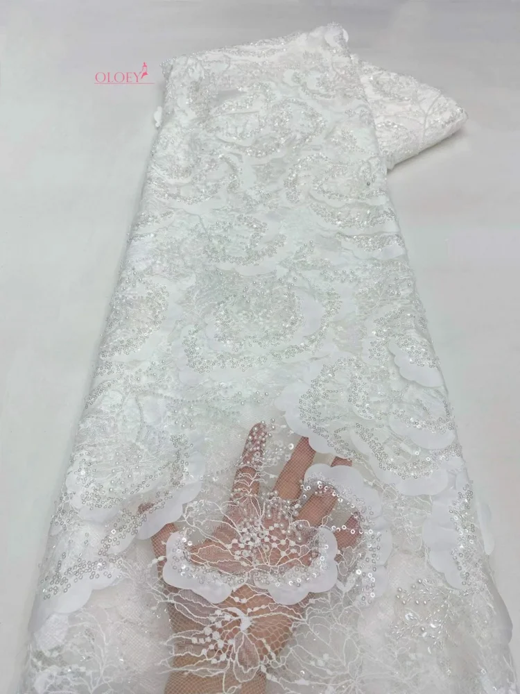 

OLOEY African Lace Fabric 5 Yards Embroiderd Nigerian Lace Fabric 2026 High Quality Laces Groom Tulle French Lace For Drees