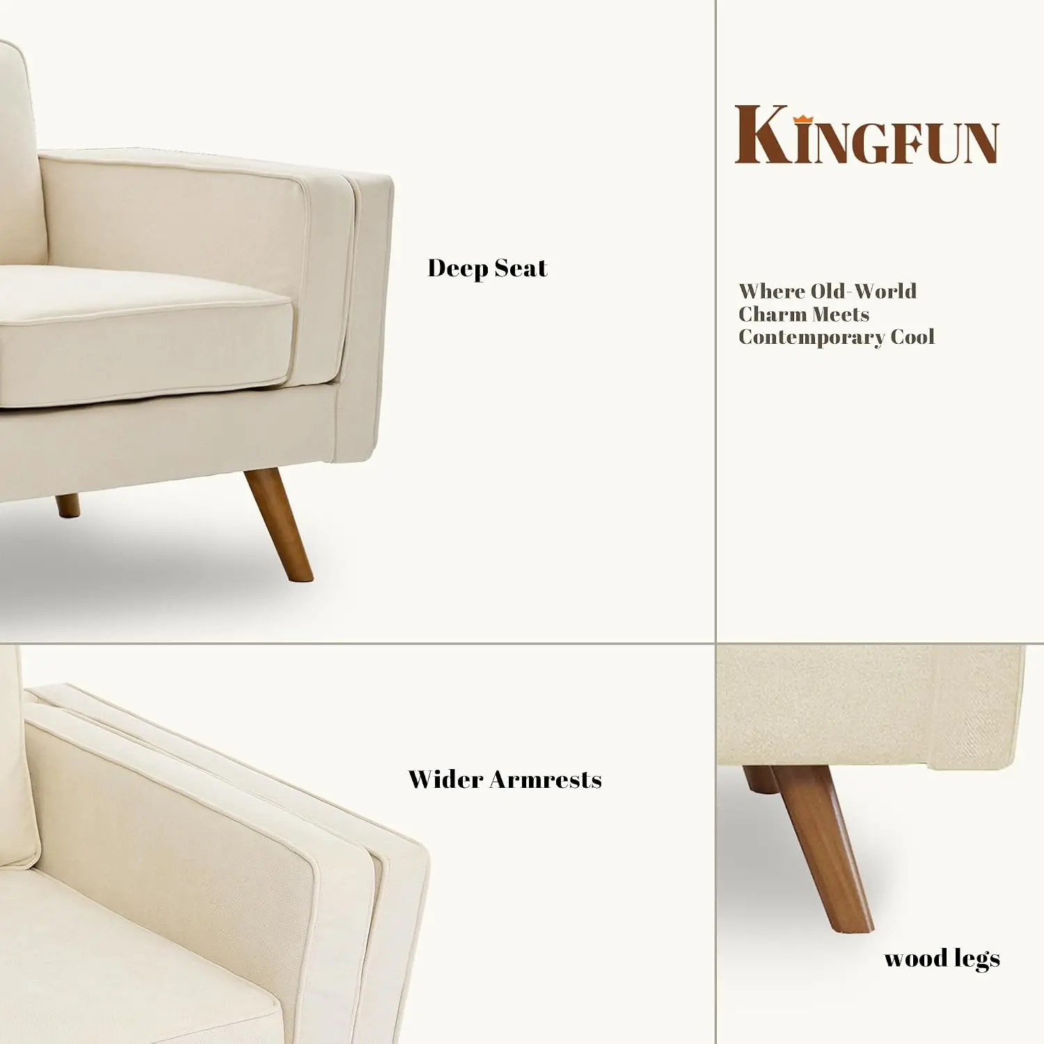 Mid Century Accent Chair Set of 2, Chenille Armchair with Dual-Layer Armrests, Solid Wood Frame, Easy Assembly,  Customized