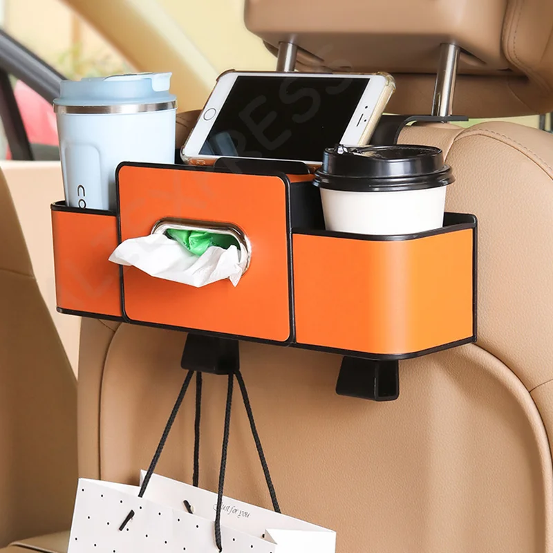 

NewCar Backseat Organizer Multifunction Leather Interior Storage Bag Hanging Seat Back Tissue Water Cup Holder Auto Accessories