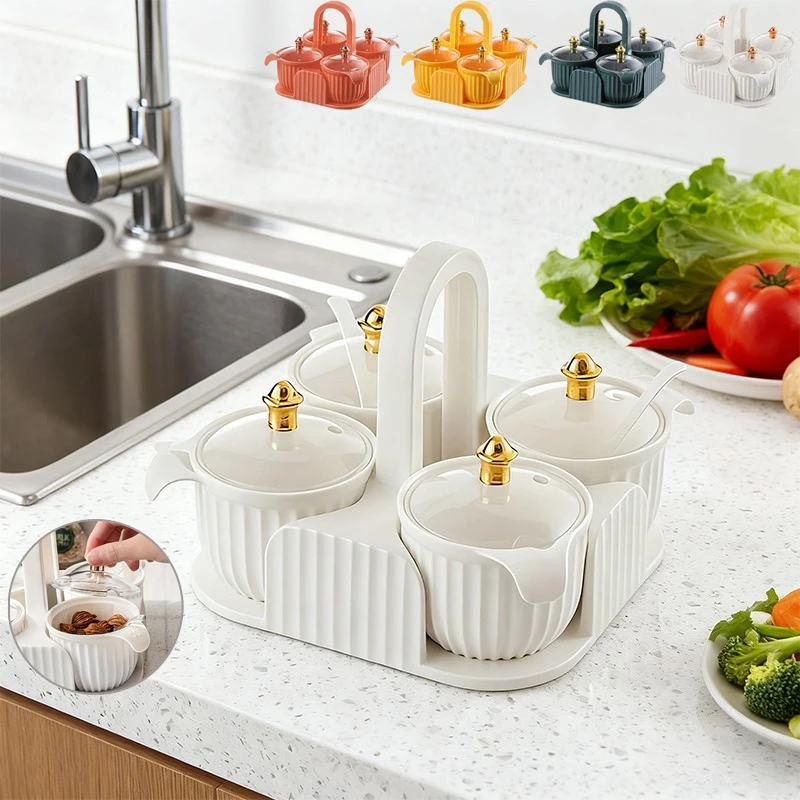 

New Household portable seasoning jar combination Large Capacity Multi-Purpose Spice Storage with Spoon Kitchen Accessories 양념통세트