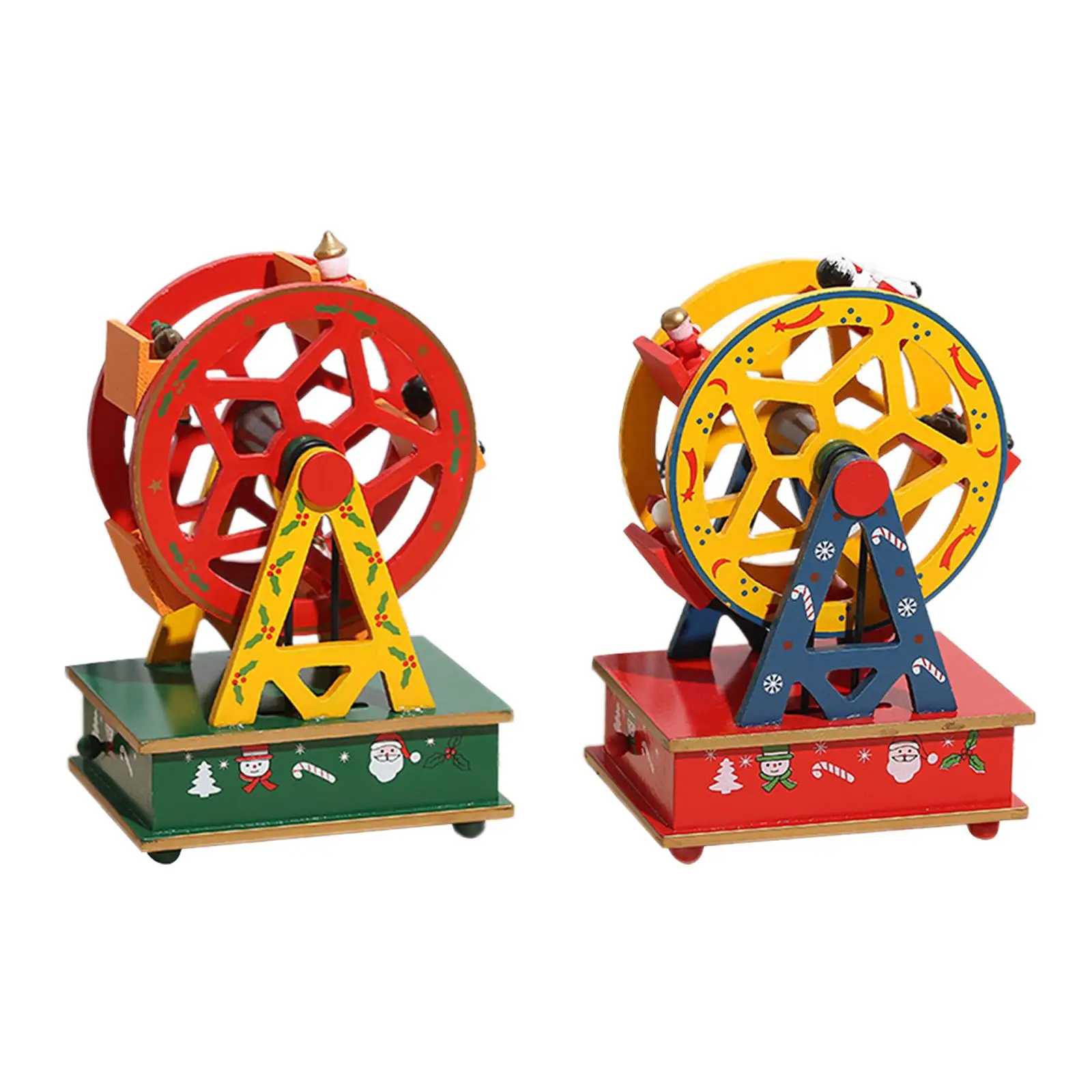 Xmas Music Box Ferris Wheel Decorative Christmas Statue Home Decoration Accessories for Fireplace Office Desk Holidays Home