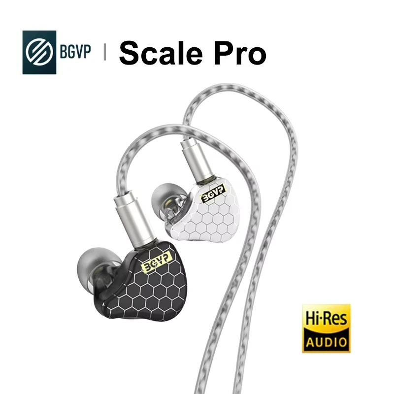 BGVP Scale Pro 1DD+1BA Hybrid Driver In-Ear Monitor Earphone Hi-Res Audio Bass Headset MMCX Detachable Cable Wired Earbuds