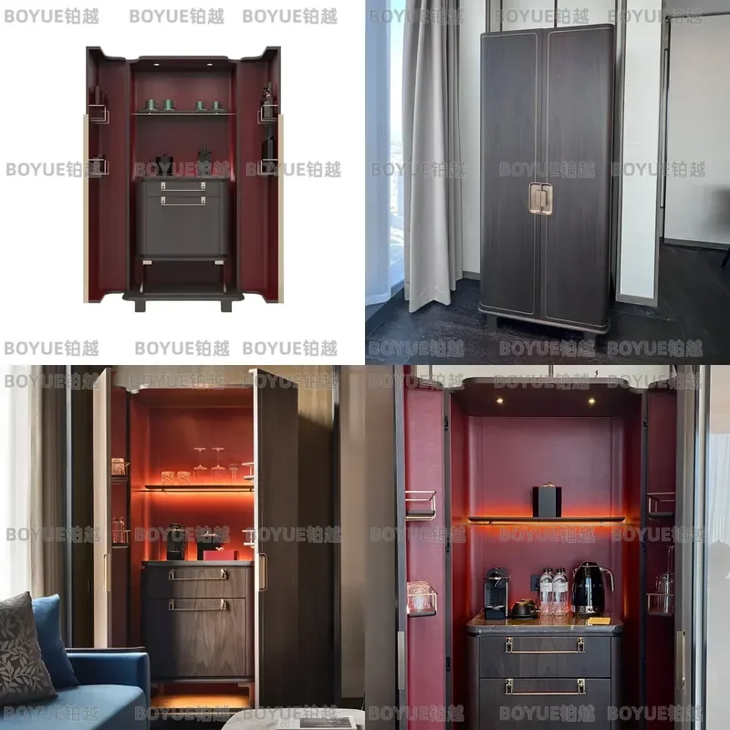 Italian Style Solid Wood Wine Cabinet Luxury Living Room Wall Storage Unit High End Dining Sideboard for Home Hotel Decor