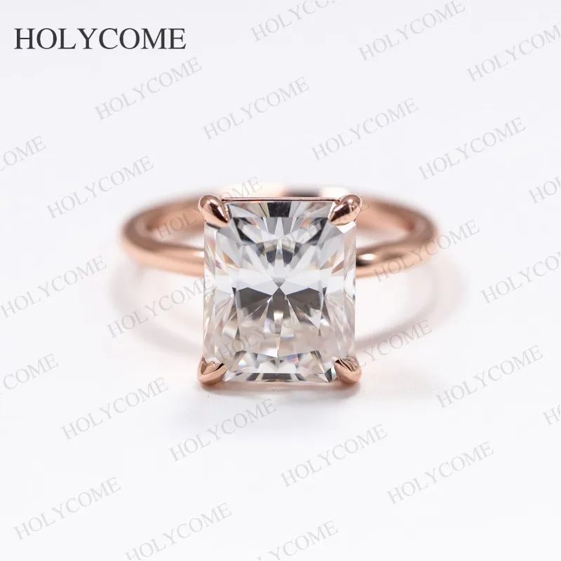Real 100% 925 Sterling Silver 1-5CT Radiant Moissanite Lab Gemstone Ring for Women Wedding Lovely Engagement Proposal Accessory