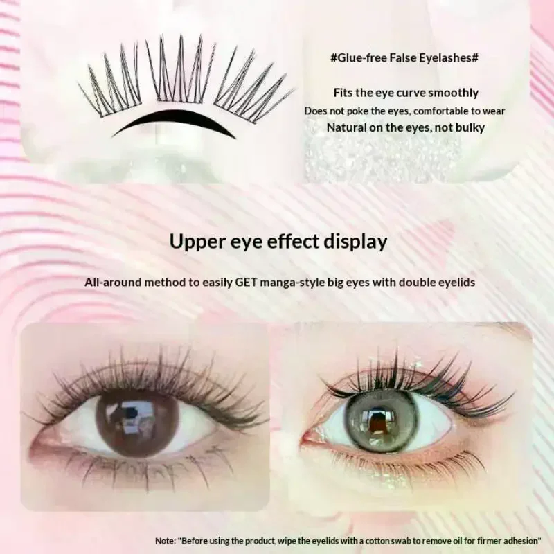 1 Set Fishtail Princess Lazy Eyelashes Natural Transparent Stem Large Capacity Glue-free False Eyelashes