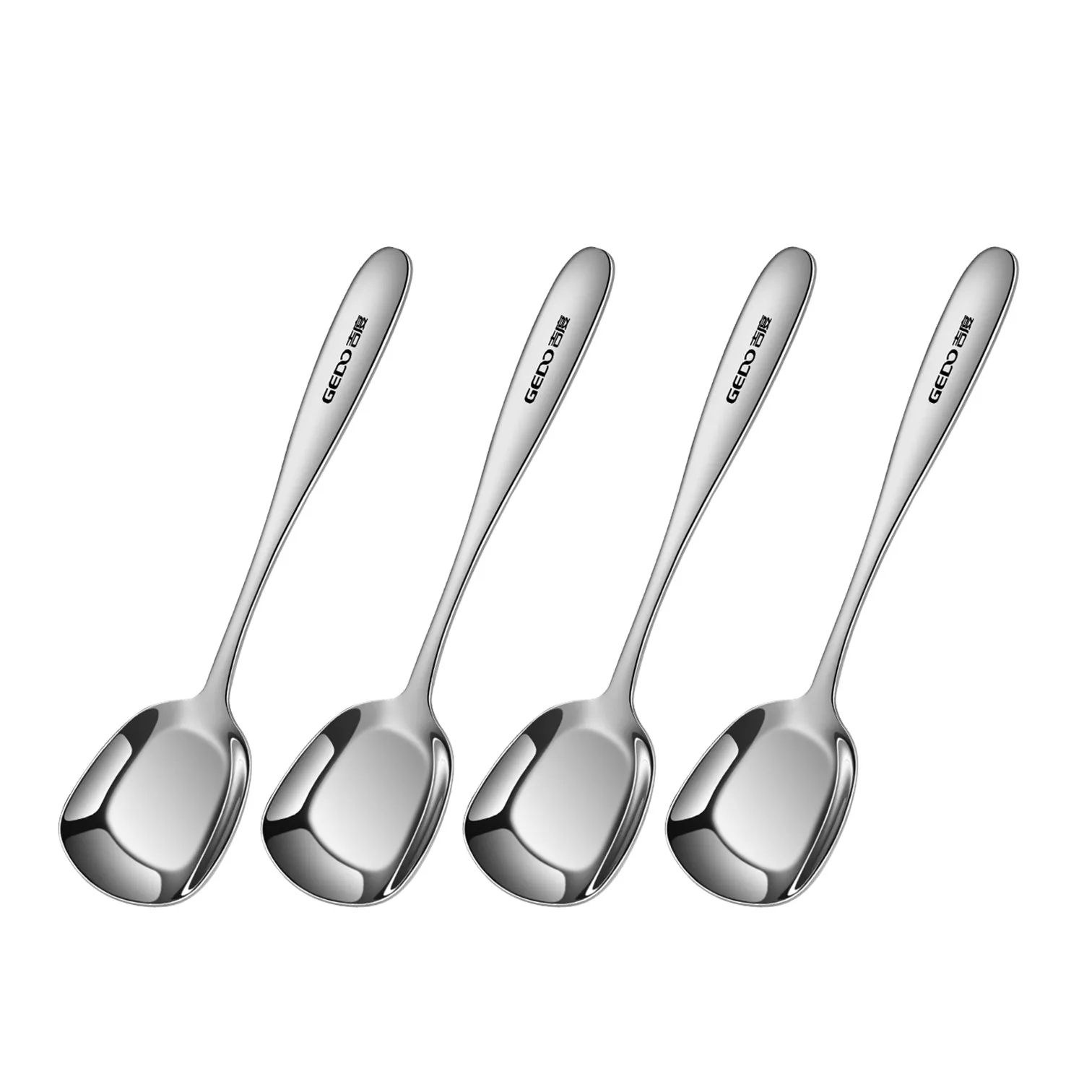 

4 Pcs of Pure 304 Stainless Steel Spoon LFGB Certification Sanitary Dining Ladle Ultra Thicken Flatware Reflective Cutlery