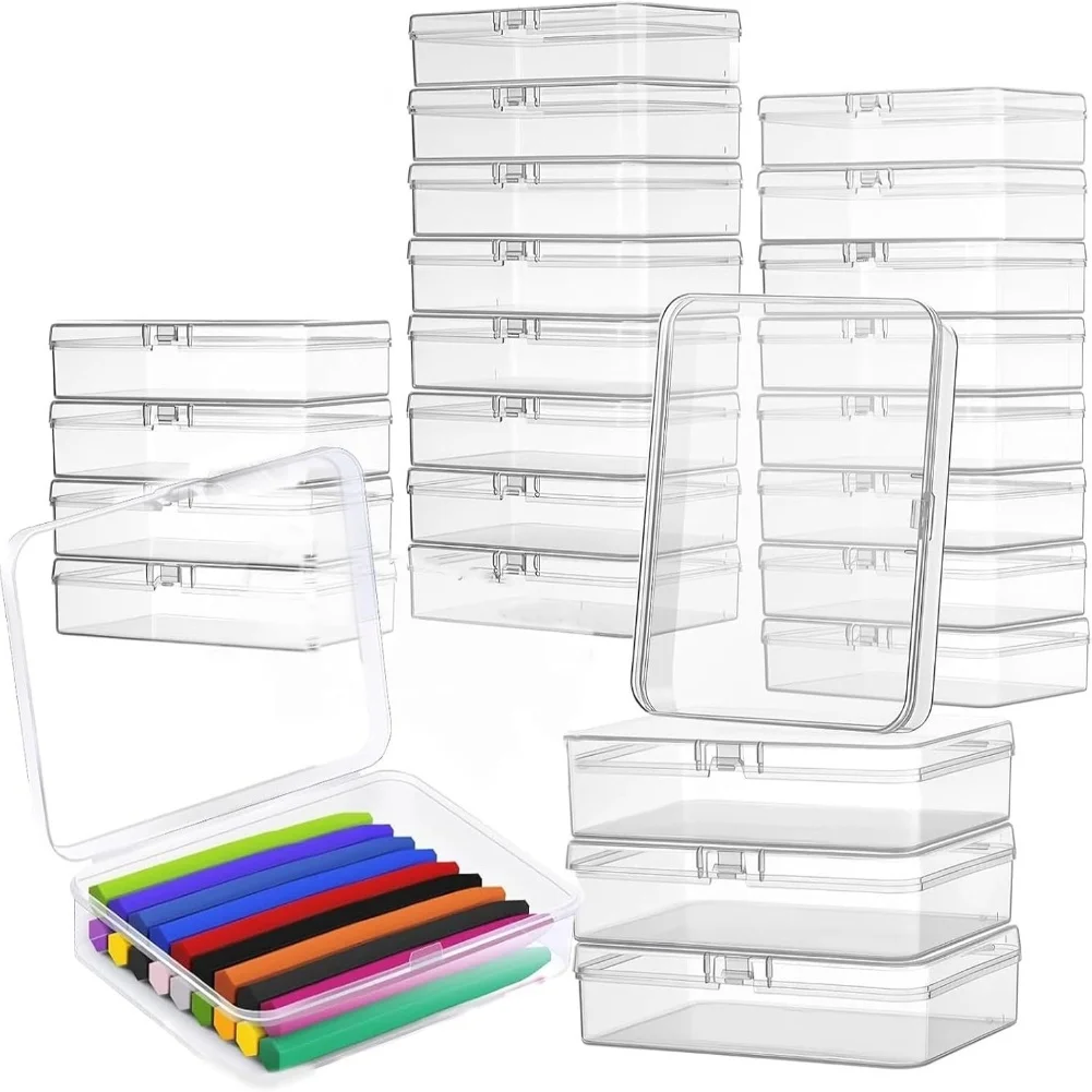 

Storage Boxes 24-Pack Clear Crayon Storage Boxes With Lids - Perfect For Organizing Group For DIY Craft Storage Box For Jewelry