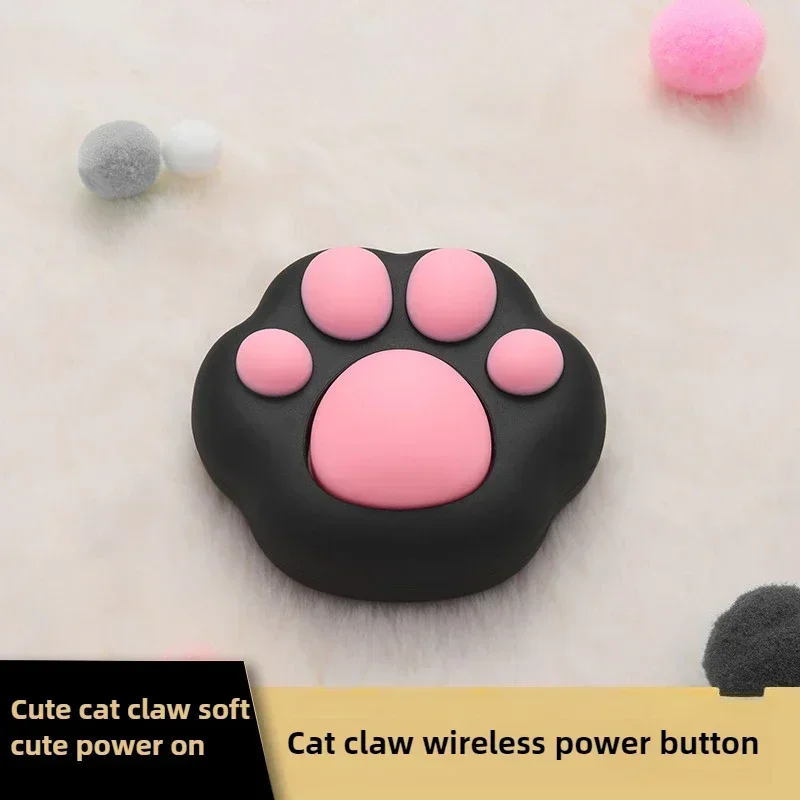 Cat Claw Pushbutton Desktop Computer Wireless Switch Silicone Material Wiring Installation Cute Desktop Unzip Decorations Gift