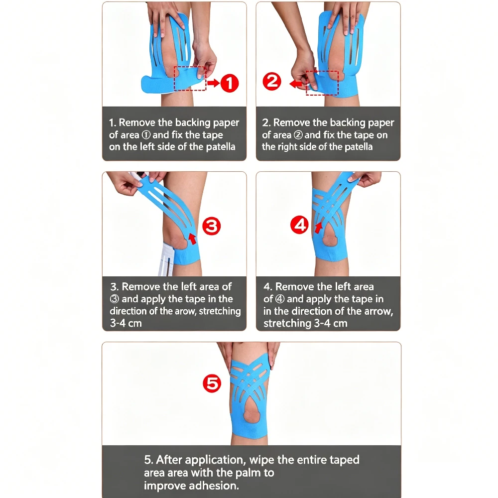 10PCS Breathable Elastic Athletic Kinesiology Tape, Muscle Support Physio Bandage for Knee Patella Protection image 5