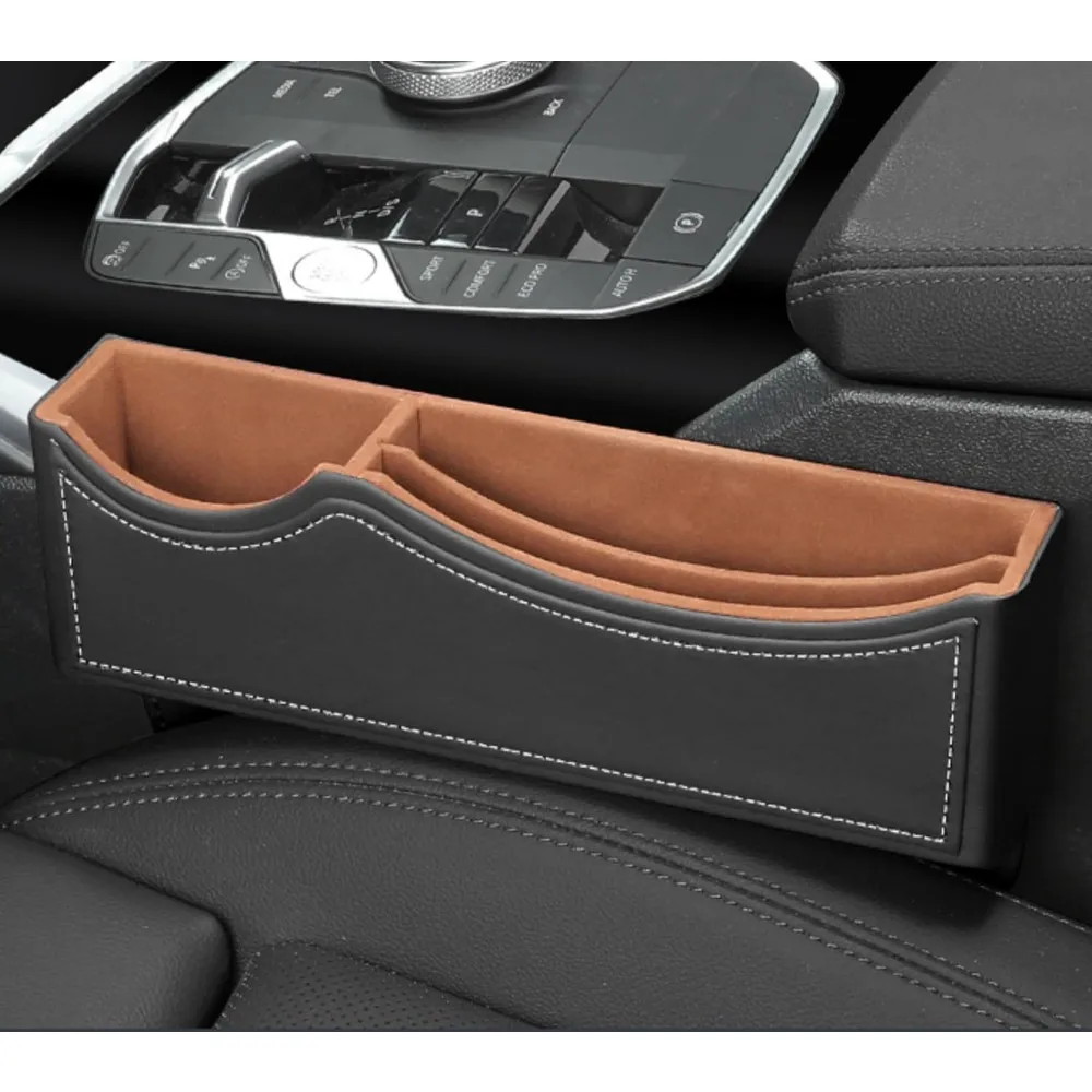 

car seat gap organizer large capacity leather storage box with charging port multi-purpose car seat crevice storage solution for