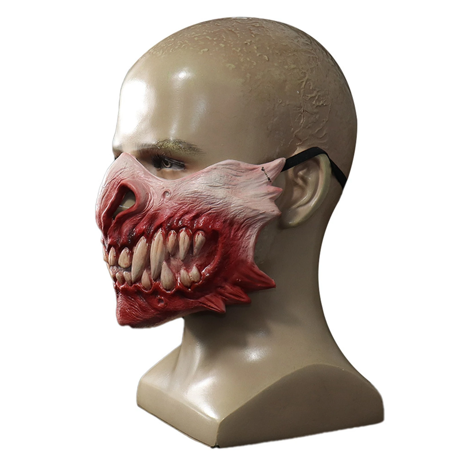 Cafele Horror Zombie Big Teeth Half Face Latex Mask Anime Cosplay Costume Halloween Masques Party Props