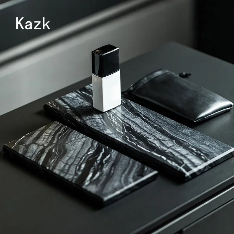 Light Luxury Marble Tray High End Hotel Clubs Storage Serving Tray Bathroom Accessories Wash Supplies Organizer Trays Decorative