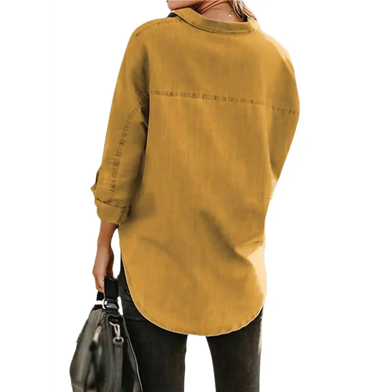 

Womens Button Down Shirts V Neck Loose Casual Shirt