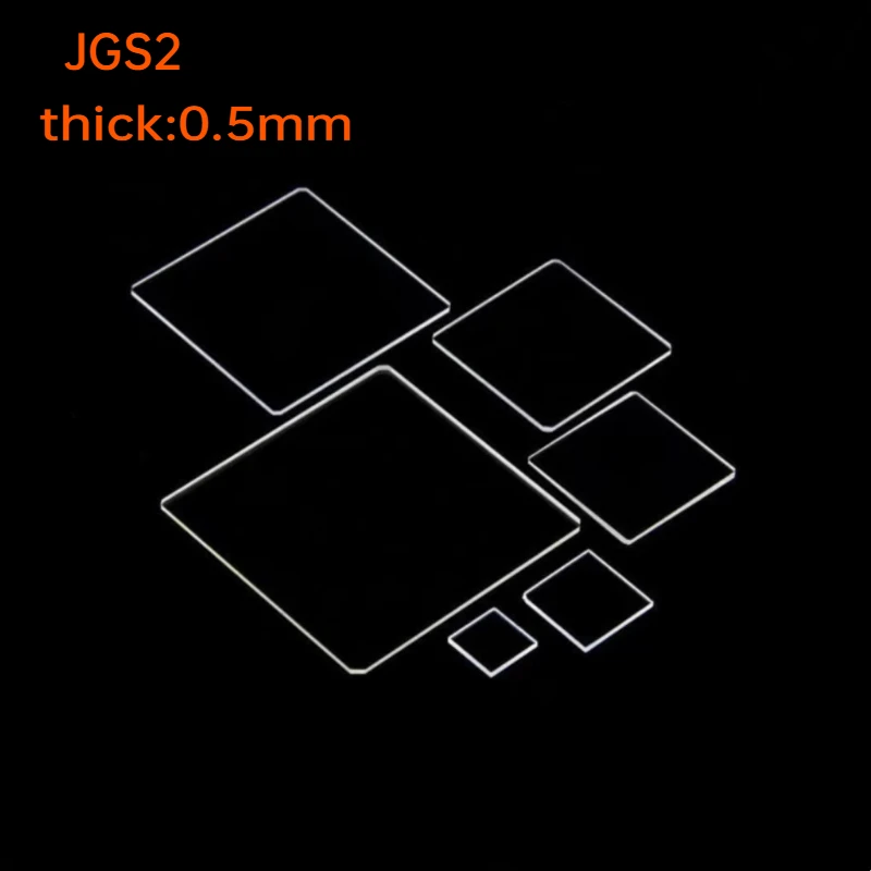0.5mm Quartz Square Glass Sheet, High Temperature Resistance, Acid and Alkali Resistance, Ultra-thin, JGS2,length 5mm-100mm