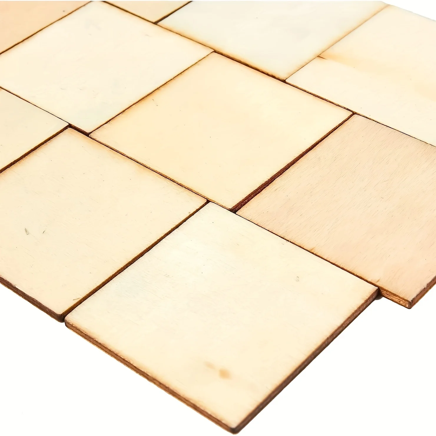 60Pcs 2x2Inch Small Wooden Squares Unfinished Blank Square Wood Pieces,Plywood Crafts Wall Tiles Letters Cutouts Coasters Decor