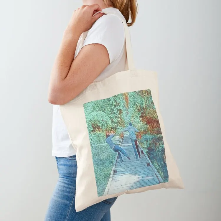

Pushing the Boy off the Bridge Tote Bag eco pack female bag Women's shopper bag tote canvas