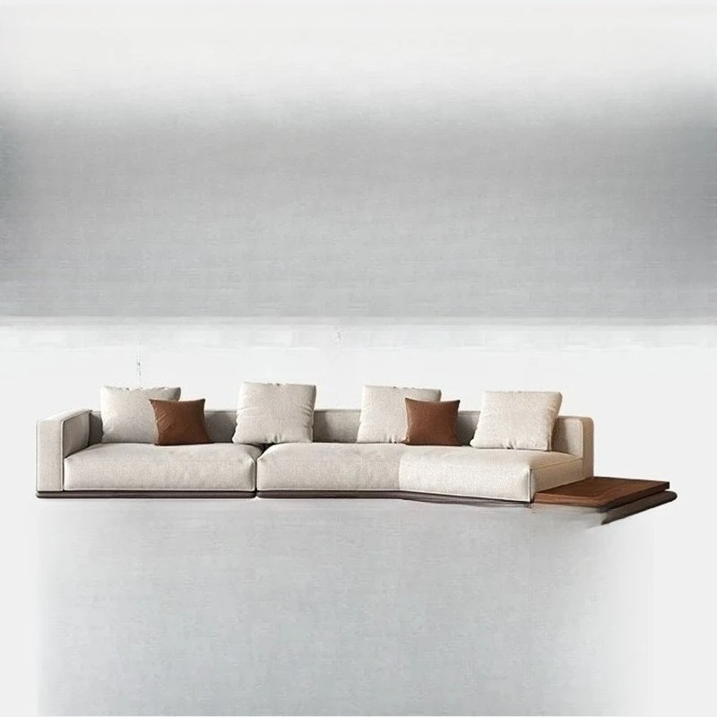 

Italian minimalist horizon leather sofa, simple modern villa living room special-shaped corner large flat sofa combination