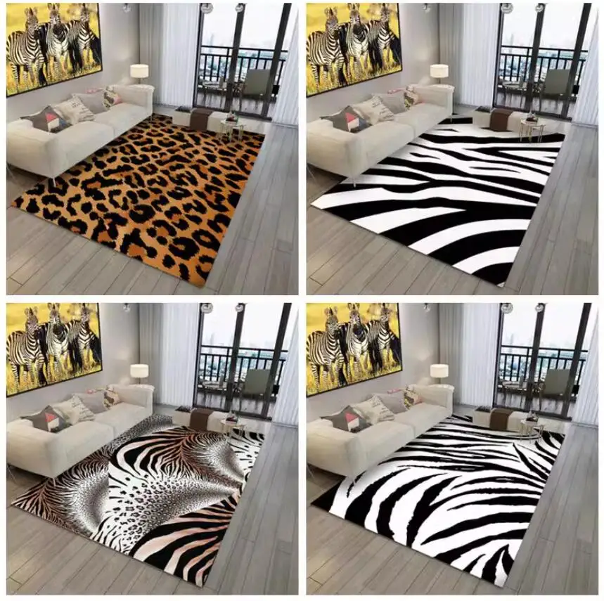 Imagem -06 - Tapete Antiderrapante para Decoração de Casa Tapete com Zebra e Padrão Animal Sala de Estar e Quarto Cozinha e Banheiro Tapetes do Corredor