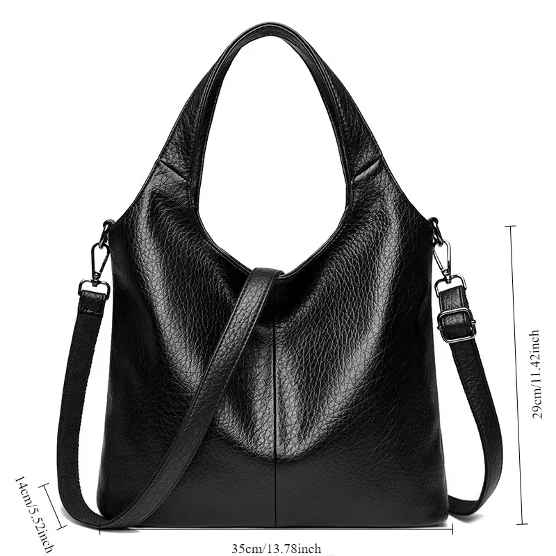 Classic PU Large Capacity Satchels Bag Women Winter Popular Detachable Strap Crossbody Bag Luxury Waterproof Commuter Tote Bag