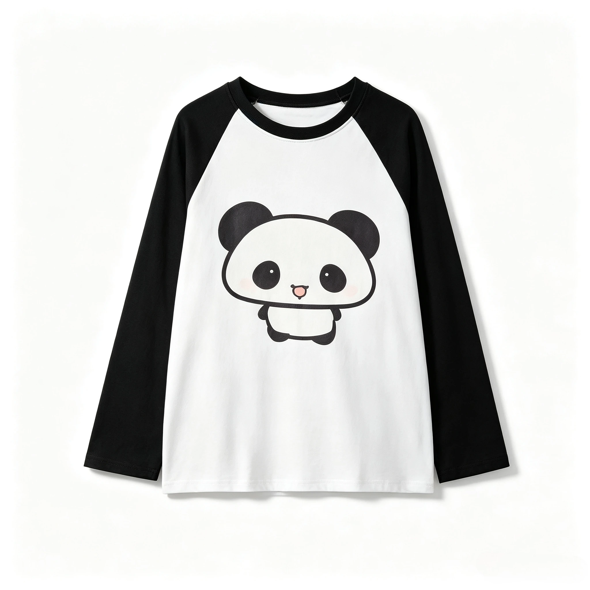 Raglan Long Sleeve T Shirt Cute Cartoon Panda Animal Graphic Print Soft Fabric Daily Casual Loose Fit Pullover Basic Outer  Top