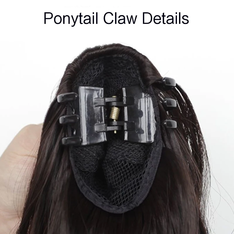 Aosiwig sintético longo rabo de cavalo em linha reta encaracolado garra clip em extensões hairpiece falso cordão de cabelo rabo de pônei para mulher