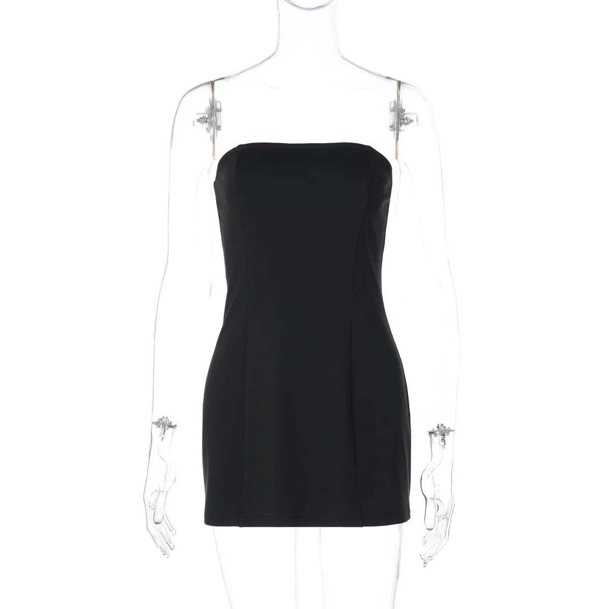 Damesmode sexy 2-delige set strapless backless bodycon mini-jurk + doorzichtige mesh kanten lange rokken feestkostuums clubwear