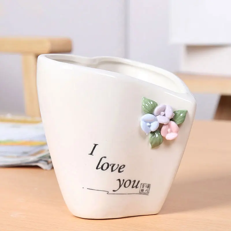 European Style Simple Hand Pinch Floret Succulent Ceramic Flower Pot Green Plant Ornaments Dried Arrangement