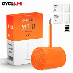 CYCLAMI 초경량 자전거 내부 튜브 26 27.5 29인치 MTB 자전거 TPU 소재 타이어 45mm 프랑스 밸브 슈퍼 라이트 오렌지 튜브