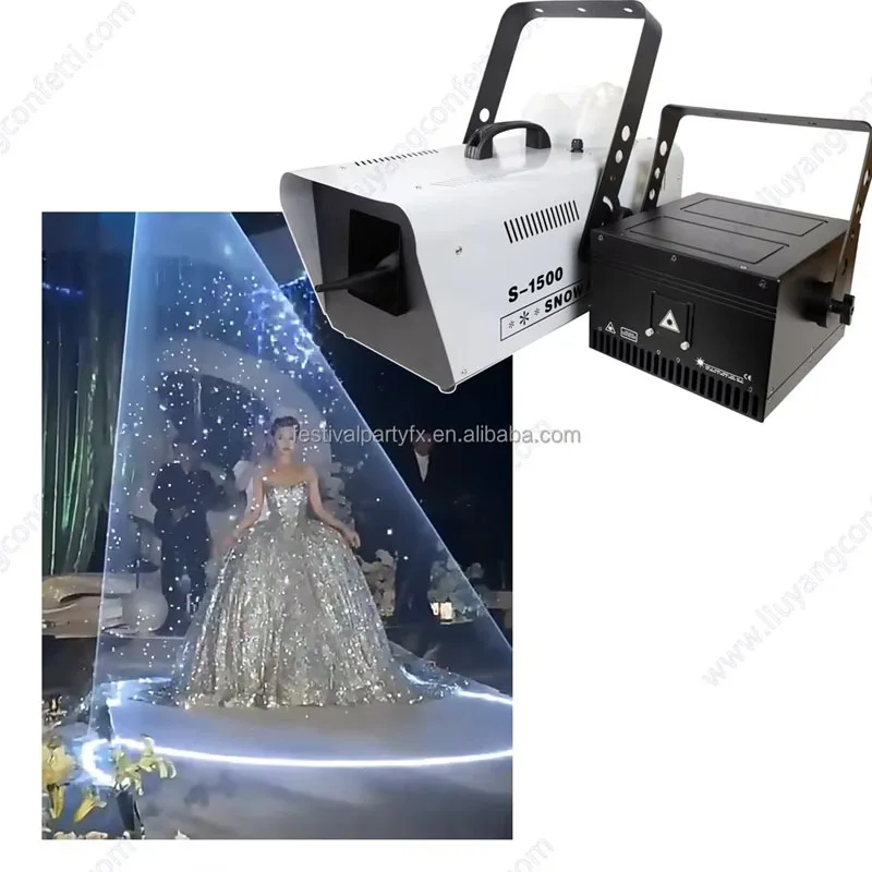 RGB Light Silent Snow Machine for Wedding Show Decoration Remote Control Light Snow Machine for Party First Dance DJ NightClub