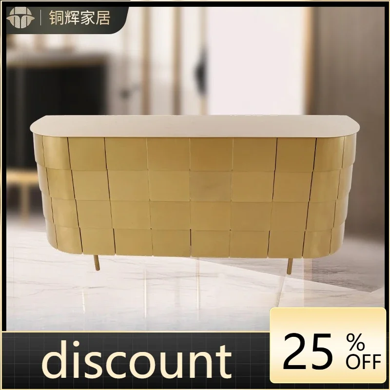 LH multi-layer solid wood board side cabinet medieval stainless steel storage cabinet simple storage side cabinet