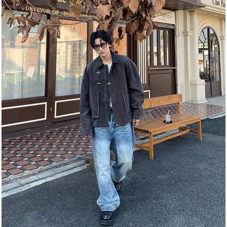 Tailored Retro-Chic Suede Short Jacket for Men Autumn/Winter Short-Collared Outerwear Soft and Warm