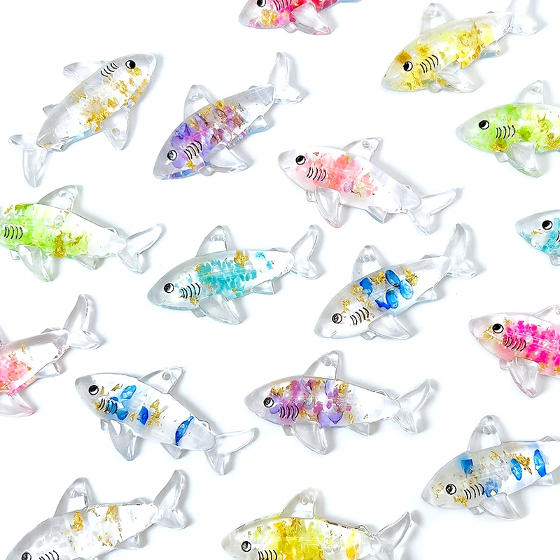 Ornements de requin Shoous série Ocean, pendentif bricolage, porte-clés, sac, collier, boucles d'oreilles, accessoires de bijoux mignons, 5 pièces par lot