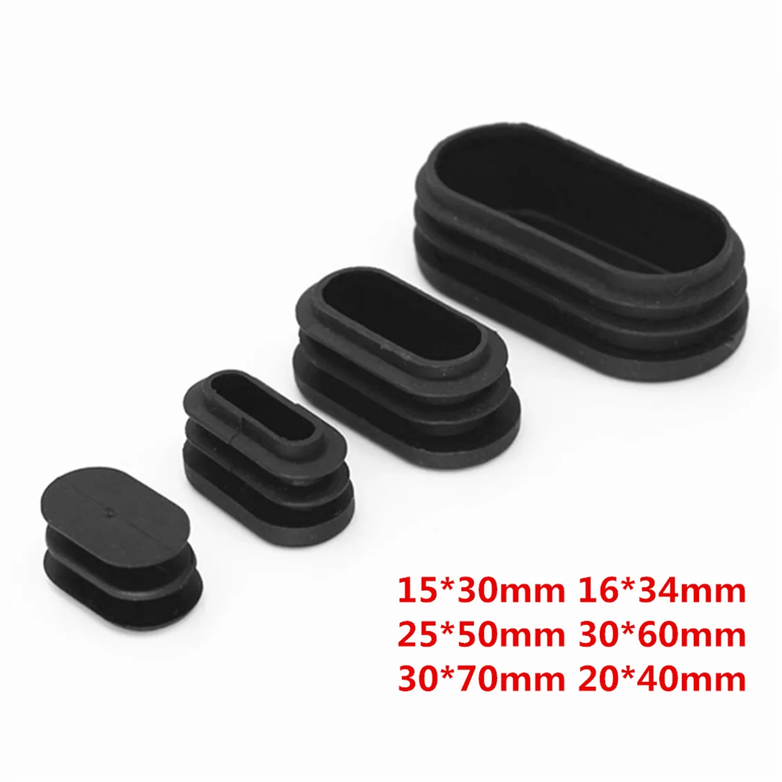 5-30Pcs Oval Oblong Tubes End Caps Black Blanking Plugs Pipe Inserts Table Feet Chair Plastic Dust Plug Furniture Accessories