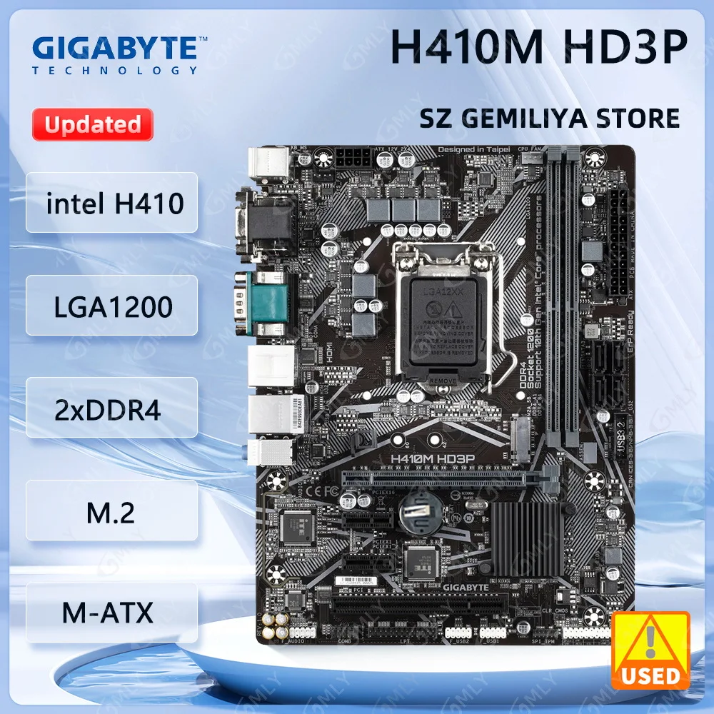

Материнская плата GIGABYTE H410M HD3P Intel H410 LGA1200 DDR4 M.2 Micro ATX с поддержкой процессора i7-10700 i5-10500 i3-10100 i9-10900