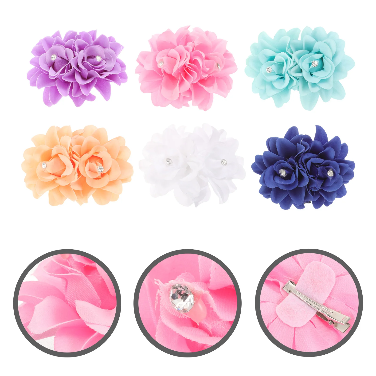 

6Pcs Rose Flower Hair Clips Rhinestone Bridal Accessories for Wedding Engagement Birthday Party Graduation