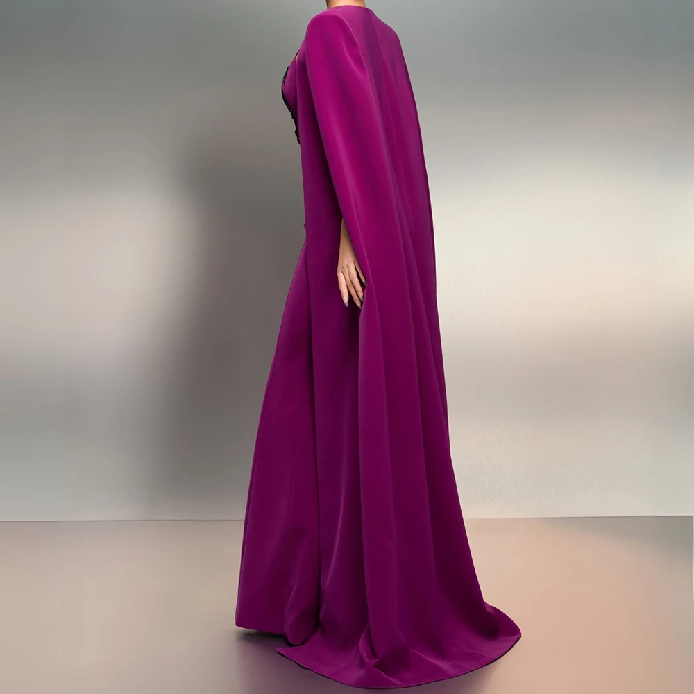 فساتين سهرة مخصصة على شكل حرف A بطول الأرض وياقة مربعة وأكمام طويلة فستان حفلات موضة كريستال مطرز بالزهور #4